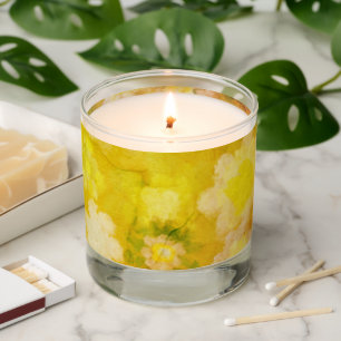 Retro Floral Abstract Salty Watercolor Painting Scented Candle