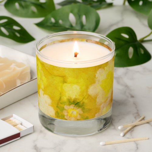 Retro Floral Abstract Salty Watercolor Painting  Scented Candle