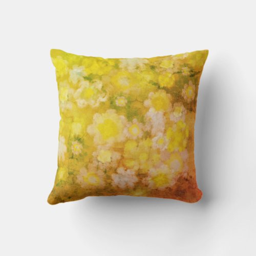 Retro Floral Abstract Salty Watercolor Painting  Throw Pillow