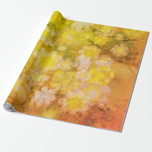 Retro Floral Abstract Salty Watercolor Painting  Wrapping Paper