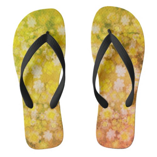 Retro Floral Abstract Salty Watercolor Pattern  Flip Flops