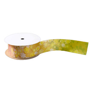 Retro Floral Abstract Salty Watercolor Pattern Satin Ribbon