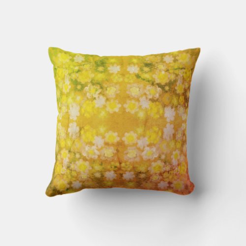 Retro Floral Abstract Salty Watercolor Pattern  Throw Pillow