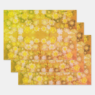 Retro Floral Abstract Salty Watercolor Pattern  Wrapping Paper Sheets
