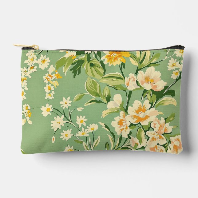 Retro Floral  Accessory Pouch (Front)