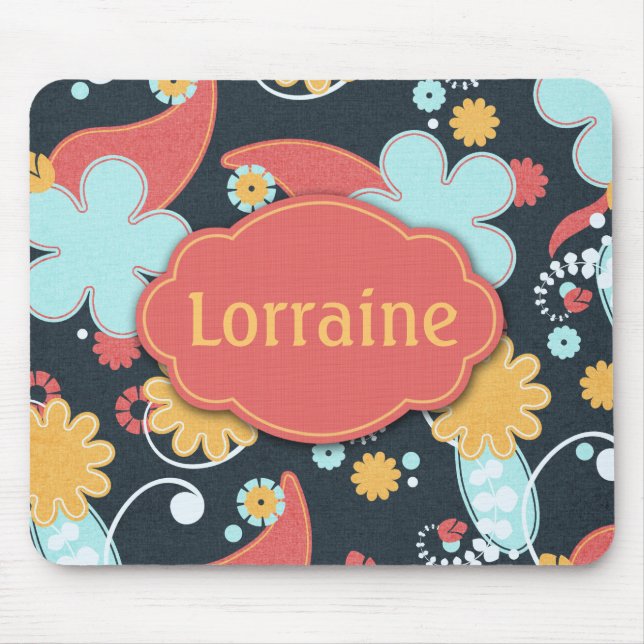 Retro Floral - Add a name - Mouse Pad (Front)