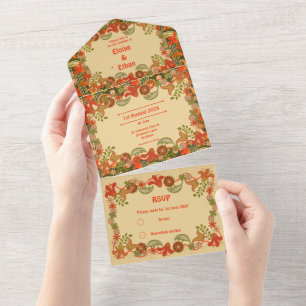 Retro Floral All In One Invitation