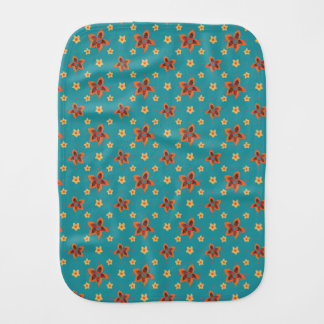 Retro Floral and Polkas on Teal Baby Burp Cloth
