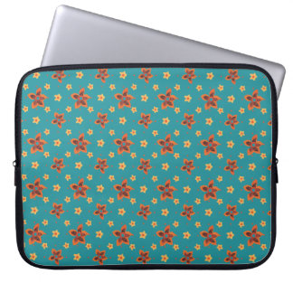 Retro Floral and Polkas on Teal Laptop Sleeve