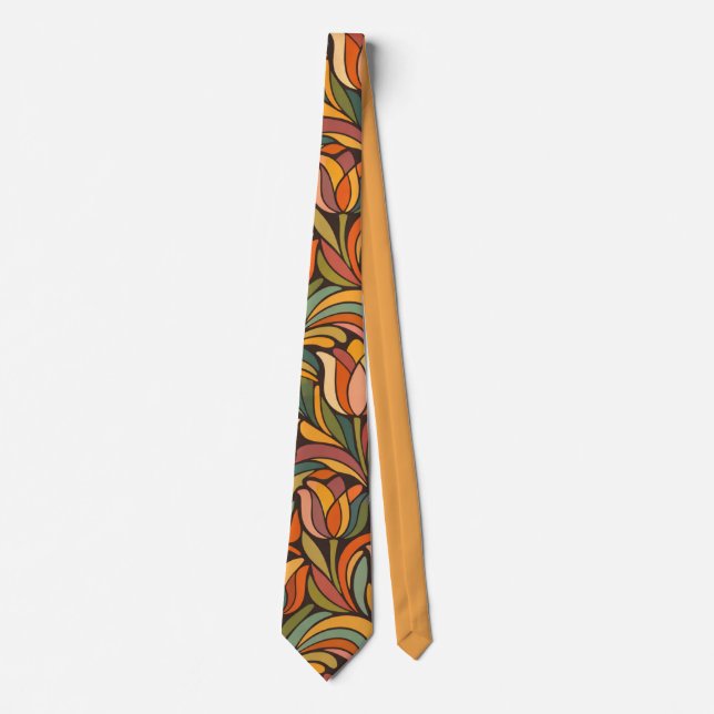 Retro Floral Art Nouveau Pattern Décor Neck Tie (Front)