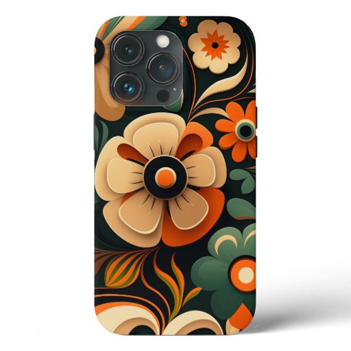 Retro Floral Art Pattern iPhone 13 Pro Case
