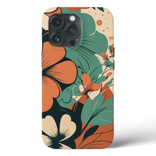 Retro Floral Art Pattern iPhone 13 Pro Case