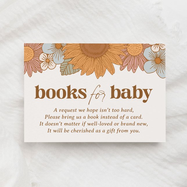 Retro Floral Baby Shower Books for Baby Enclosure Card (Creator Uploaded)