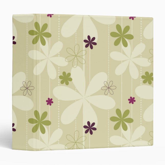 Retro Floral Background 3 Ring Binder (Front/Spine)