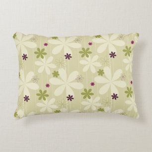 Retro Floral Background Accent Pillow