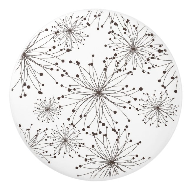 Retro floral background ceramic knob (Front)