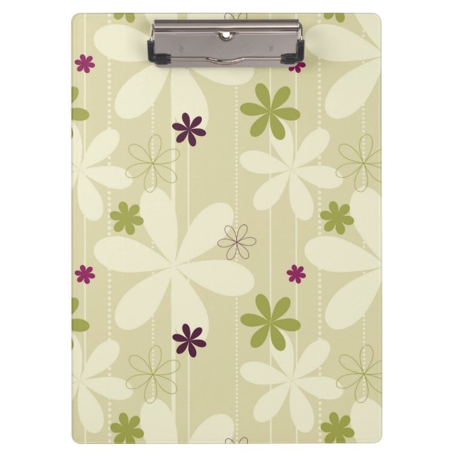 Retro Floral Background Clipboard (Front)