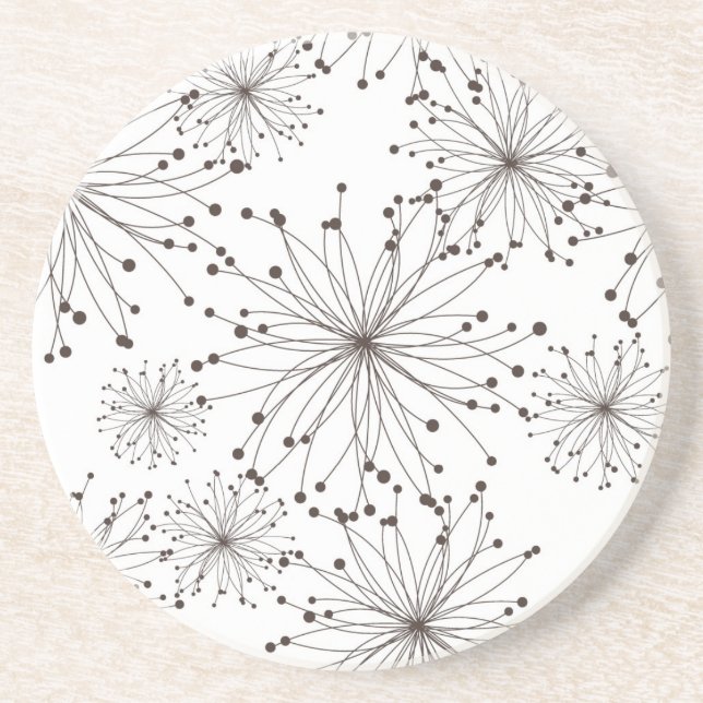 Retro floral background coaster (Front)