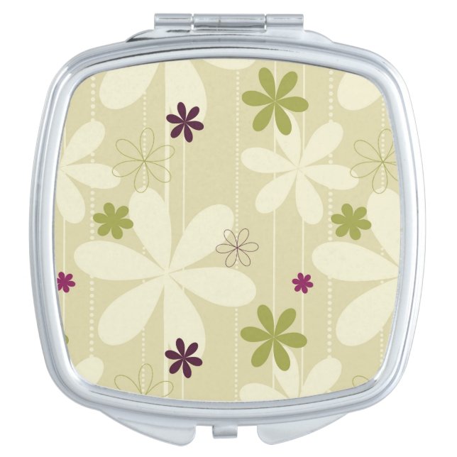 Retro Floral Background Compact Mirror (Front)