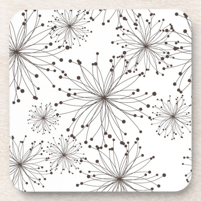 Retro floral background drink coaster (Front)