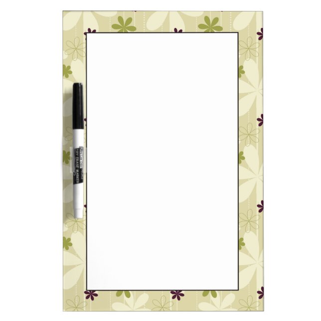 Retro Floral Background Dry-Erase Board (Front)