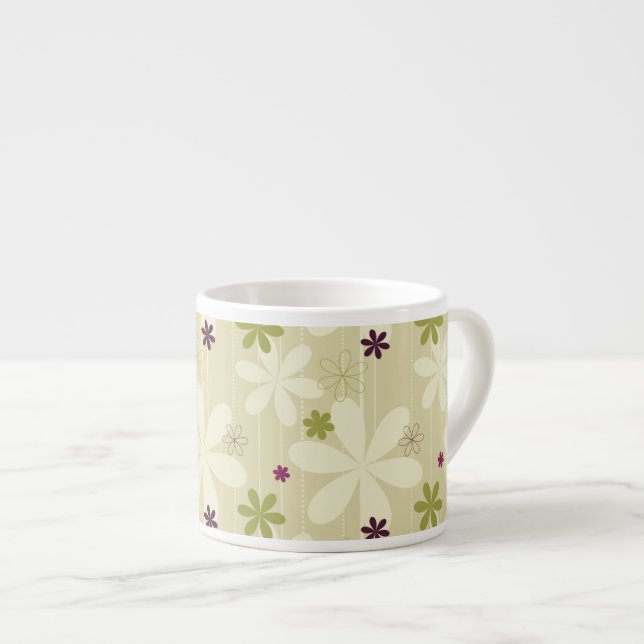 Retro Floral Background Espresso Cup (Front Right)
