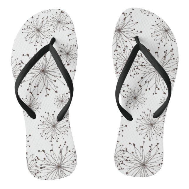 Retro floral background flip flops (Footbed)