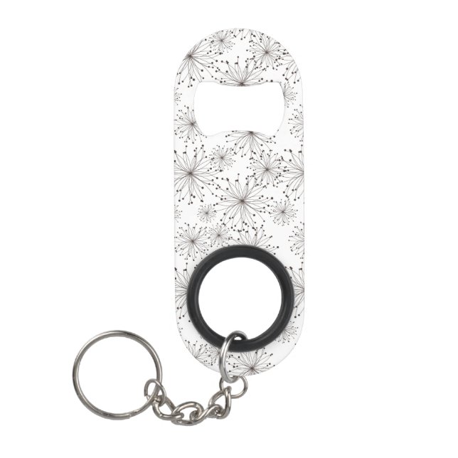 Retro floral background keychain bottle opener (Front)
