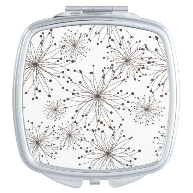 Retro floral background makeup mirror (Front)