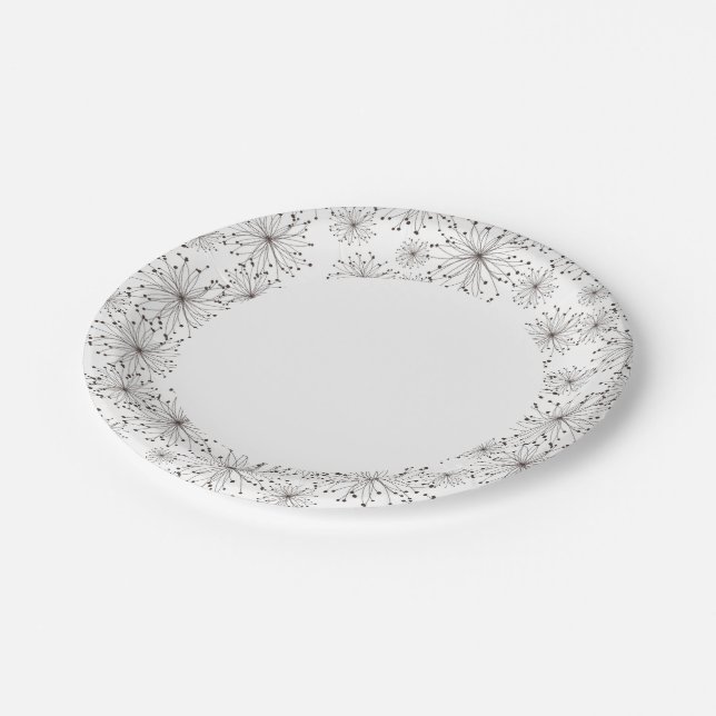 Retro floral background paper plates (Angled)