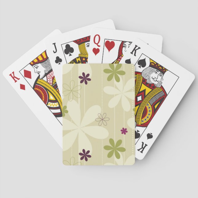 Retro Floral Background Poker Cards (Back)