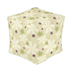 Retro Floral Background Pouf