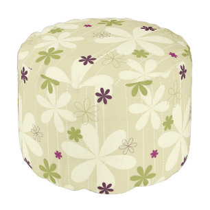 Retro Floral Background Pouf