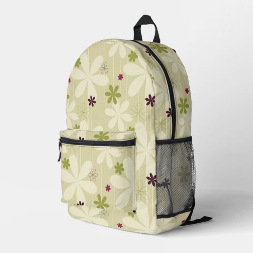 Retro Floral Background Printed Backpack