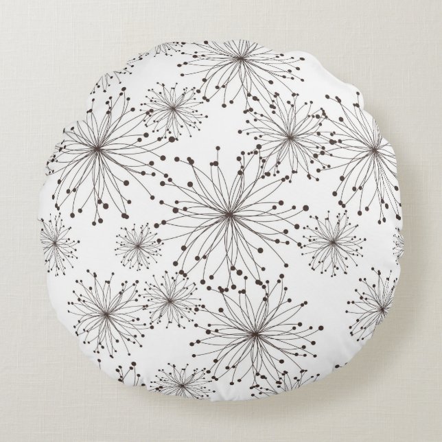 Retro floral background round pillow (Front)