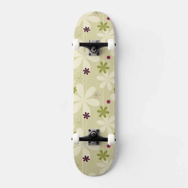 Retro Floral Background Skateboard Deck (Front)