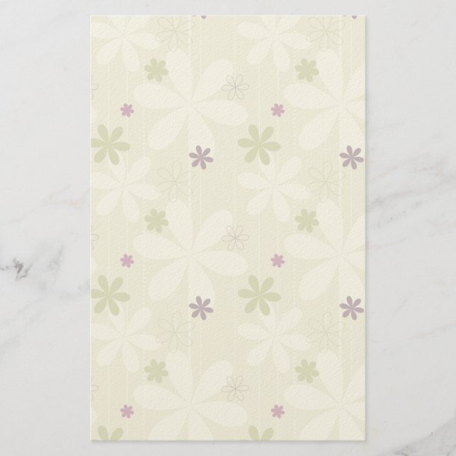 Retro Floral Background Stationery (Front)