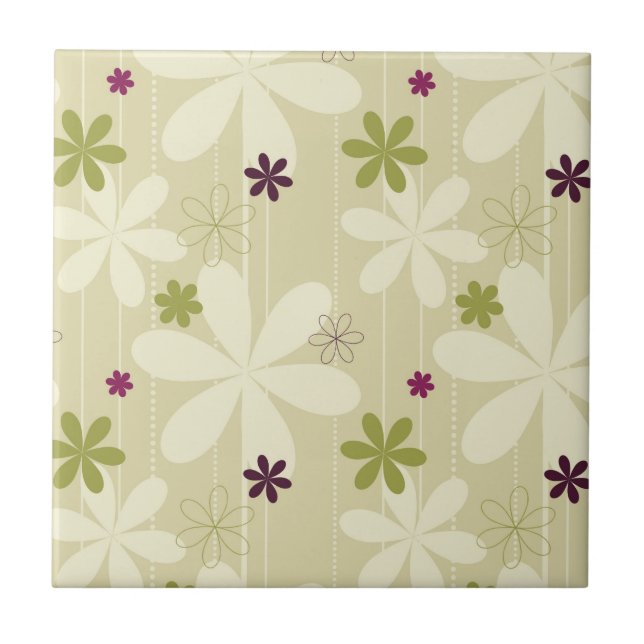 Retro Floral Background Tile (Front)