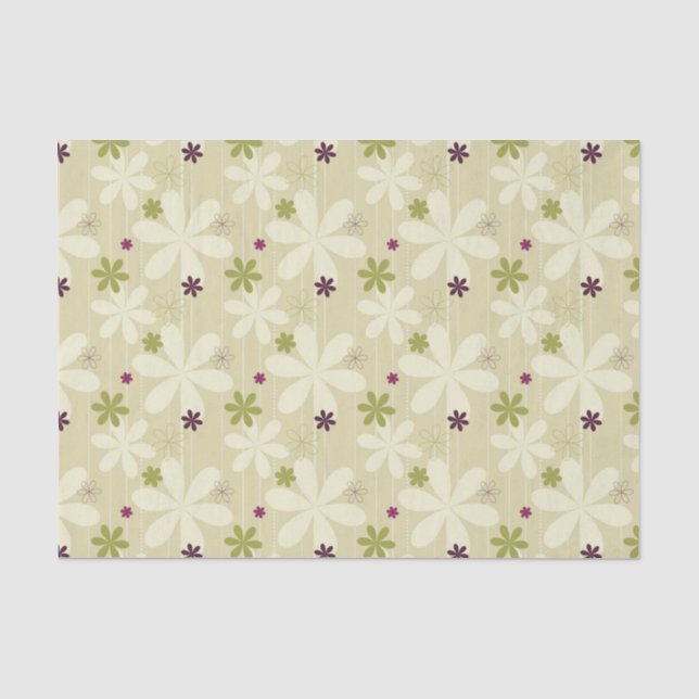 Retro Floral Background Tissue Paper (Front)