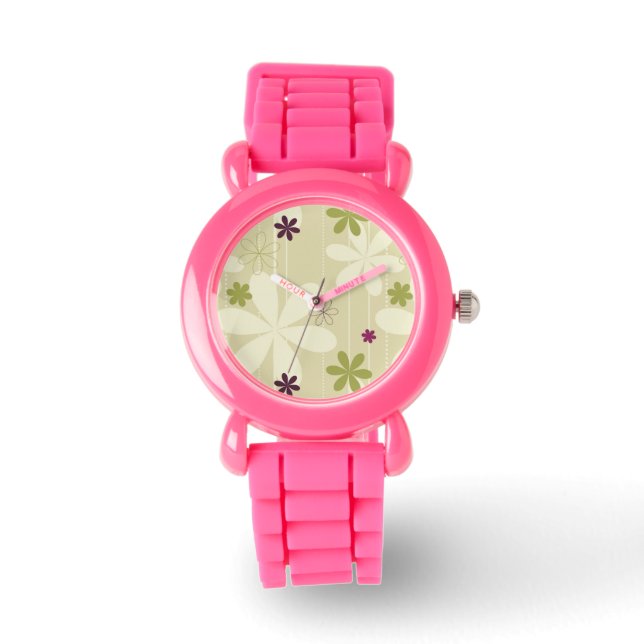 Retro Floral Background Watch (Front)
