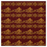Retro Floral Baroque Burgundy Fabric