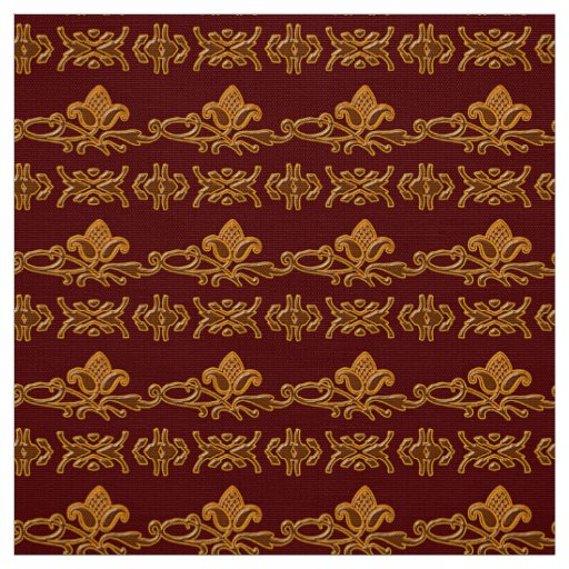 Retro Floral Baroque Burgundy Fabric