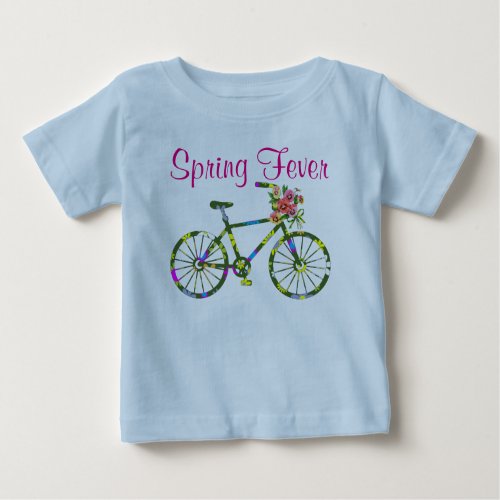 Retro Floral Bicycle Spring Fever Baby T_Shirt