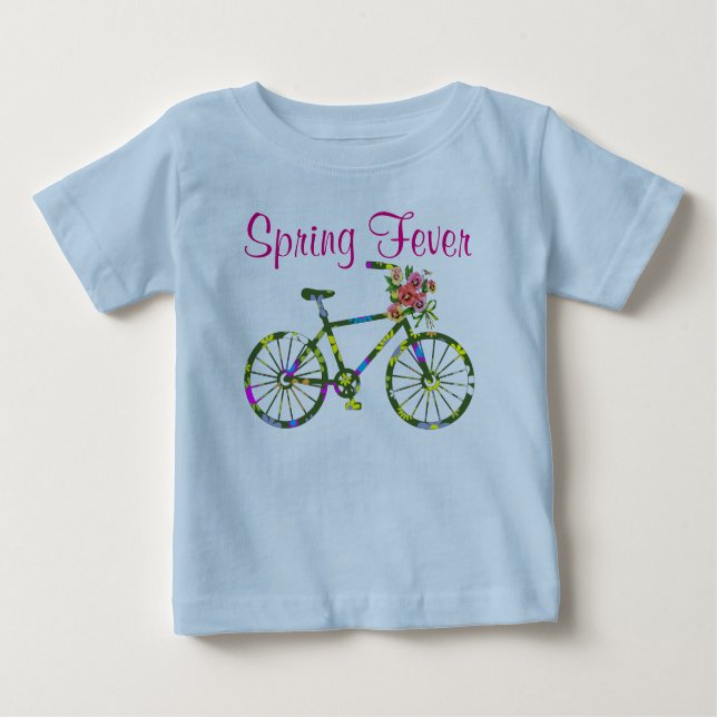 Retro Floral Bicycle Spring Fever Baby T-Shirt (Front)