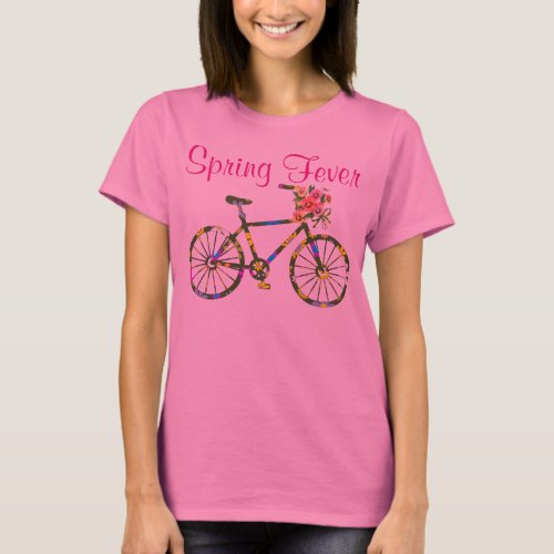 Retro Floral Bicycle Spring Fever T_Shirt