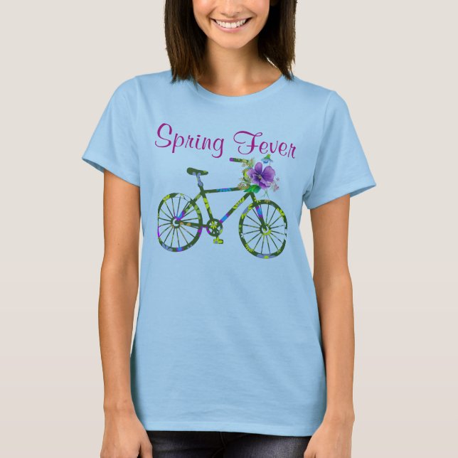 Retro Floral Bicycle Spring Fever T-Shirt (Front)