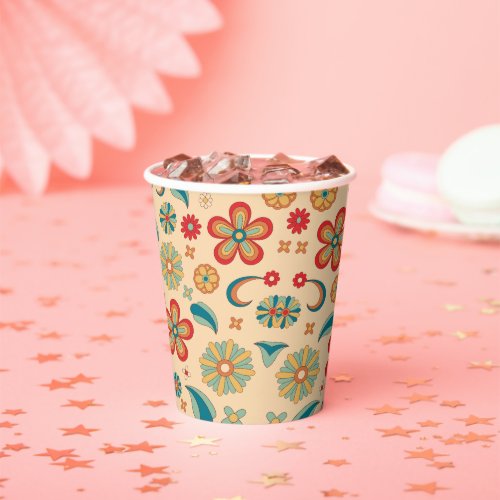 Retro Floral Birthday  Paper Cups