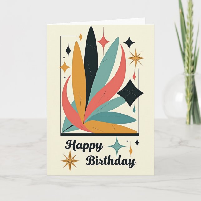 Retro Floral Birthday Wish Card (Front)