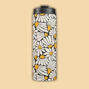 Retro Floral black yellow block print Thermal Tumbler