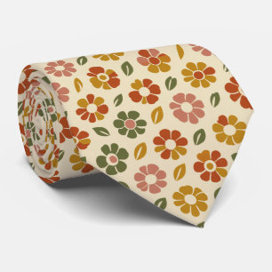 Retro Floral Bloom Pattern Neck Tie